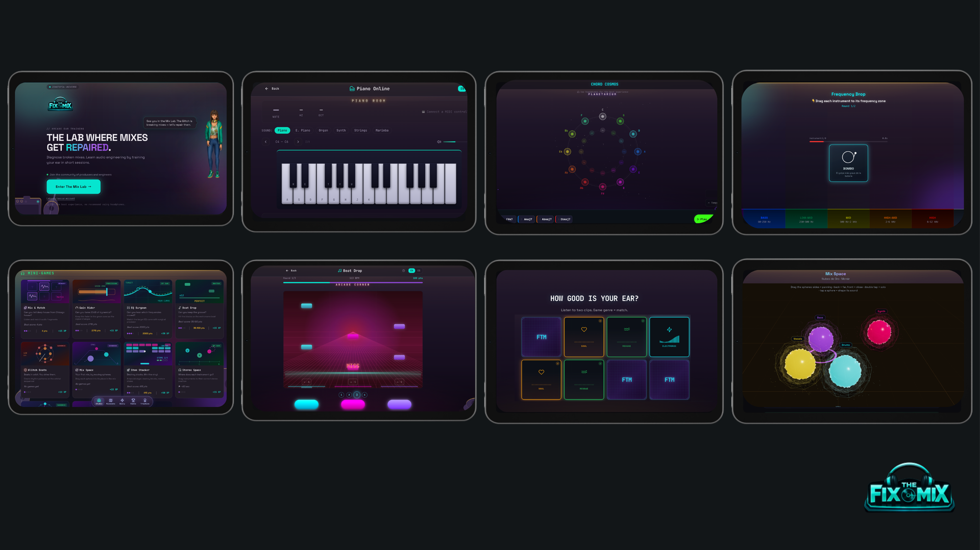 Fix The Mix app screens