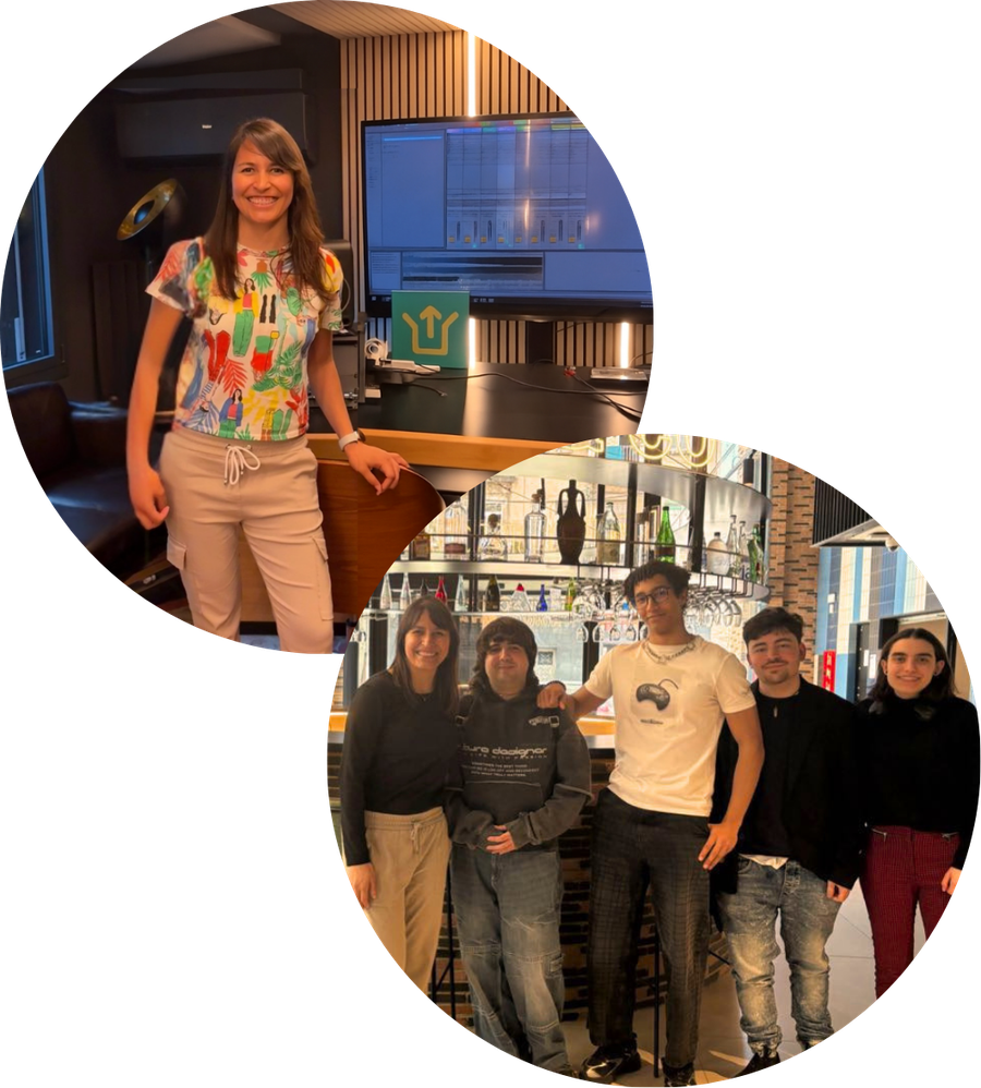 Mónica Andrade in the studio and the Artek Futura team