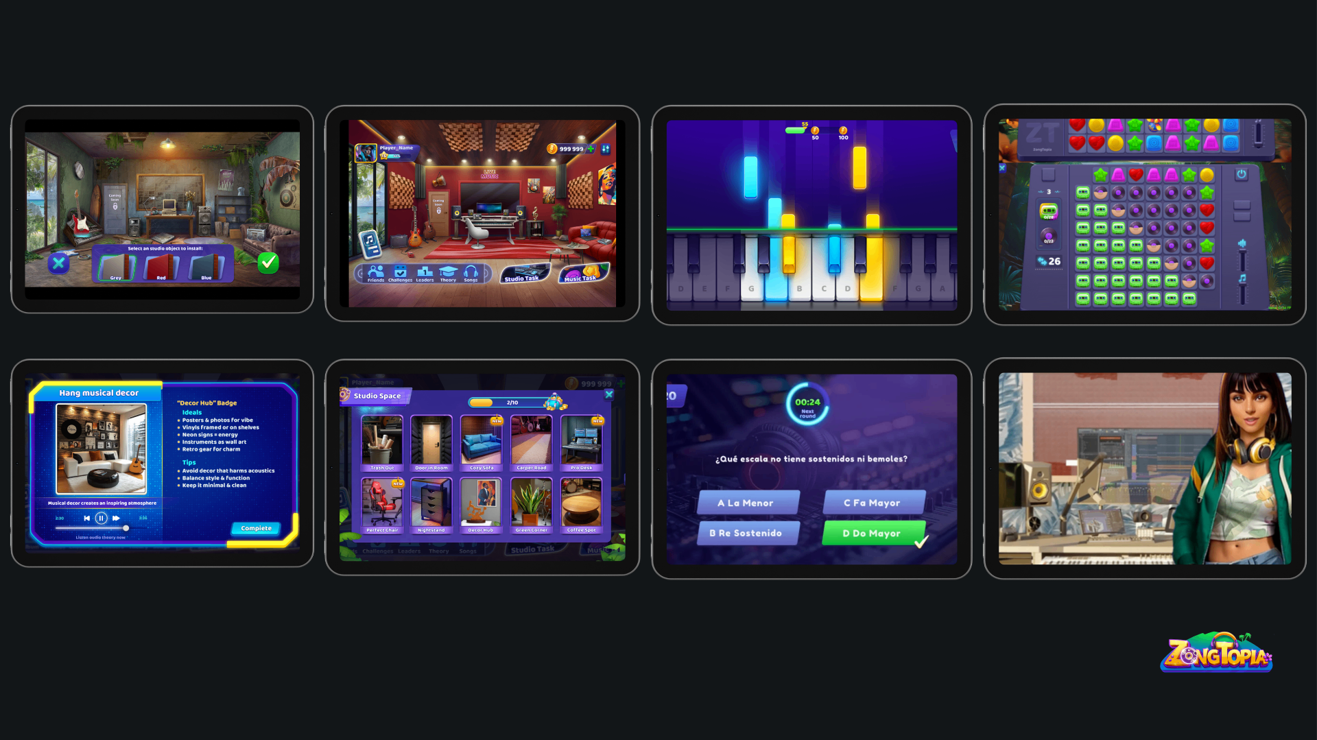 Zongtopia game screens